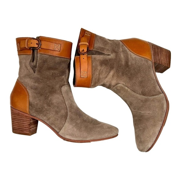 Sebago Dark Taupe Suede Sides w/Tan Leather ‘Nell’ Ankle Boots Sz 9.5 - Picture 8 of 13